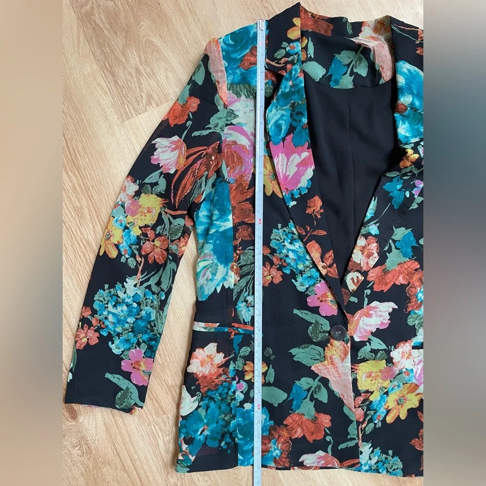 Lulus Gypsy Junkies Zeppelin Floral Print Blazer black medium jacket boho - Picture 13 of 13